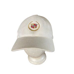 Vintage Cap Hat CADILLAC Off-White Cream Ivory Near Perfect Head Shots EUC